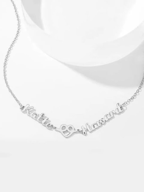 Sterling Customized Love Knot 2 Name Necklace