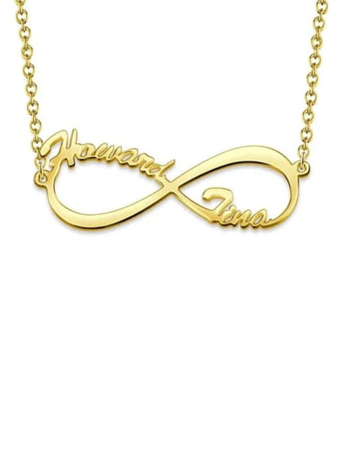 Sterling Infinity 2 Names Necklace: Gold
