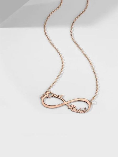 Sterling Infinity 2 Names Necklace: Rose