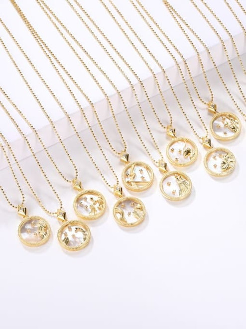 Gold Plated Sterling Zodiac Necklace: White Background