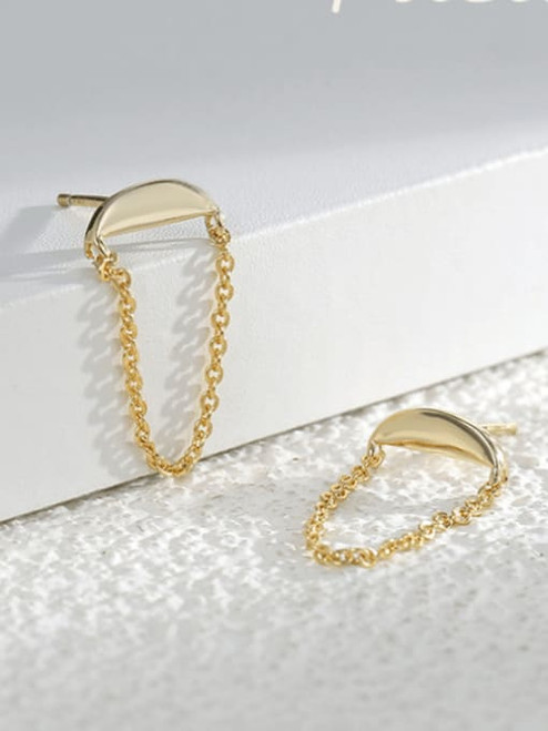 SOLD OUT! Half Circle Chain Drop Earrings: 1 LEFT!