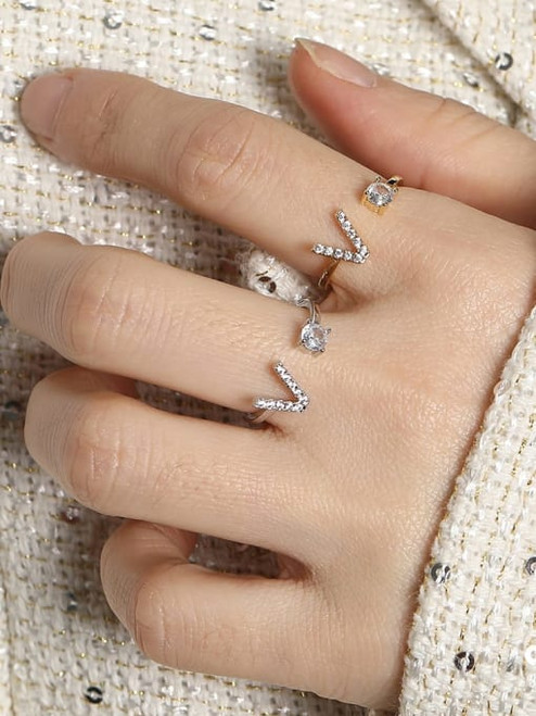 Crystal Letter Ring: Silver - Letter N - 1 LEFT