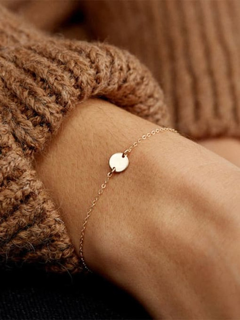 Tiny Disc Dainty Bracelet Gold Or Rose: 2 LEFT