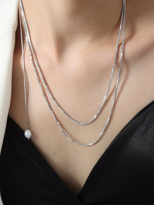 Freshwater Pearl Drop Chains Necklace