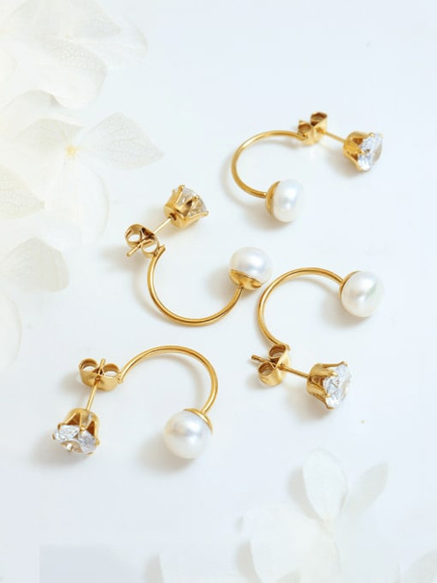 Crystal & Pearl Reverse Hoops: LAST PAIR!