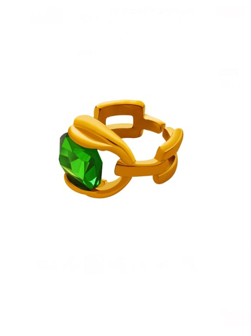 Green Stone Linked Ring: Gold Or Silver: LAST ONE!