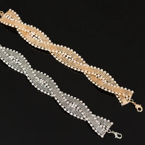 Woven Mesh Pave Accented Bracelet: Gold Or Silver : LAST ONES!