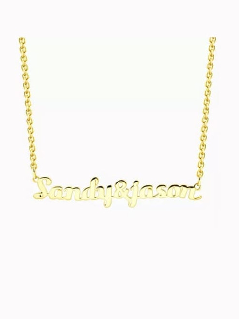 Sterling  Custom Two Name With Heart Necklace: Gold