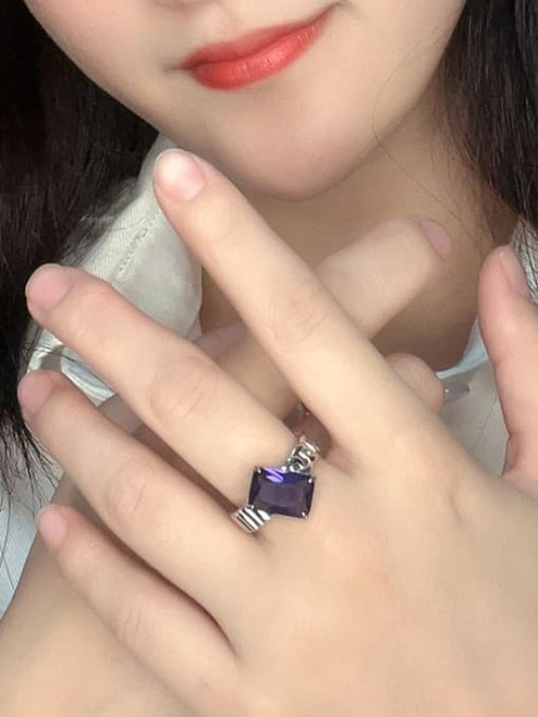 Tilted Stone Ring: Gold/Clear : Seen On JaNae Collins!