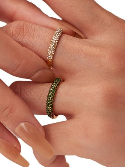 Pave Embellished Ring: Green