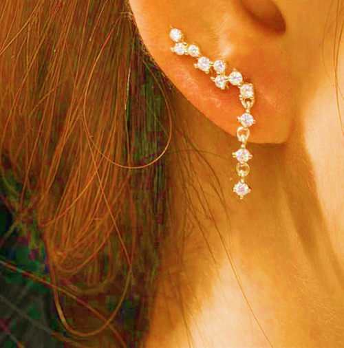 Sterling Ear Climber Dangle Earrings: Gold Or Silver - Seen On GMA!