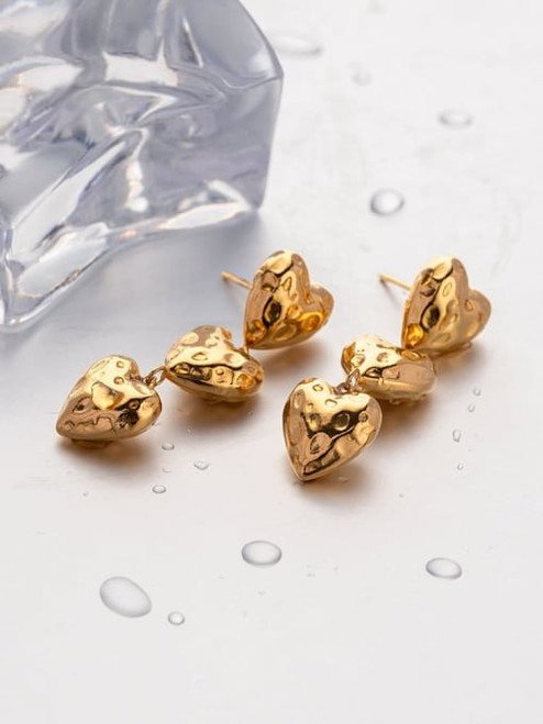 Waterproof Triple Heart Earrings