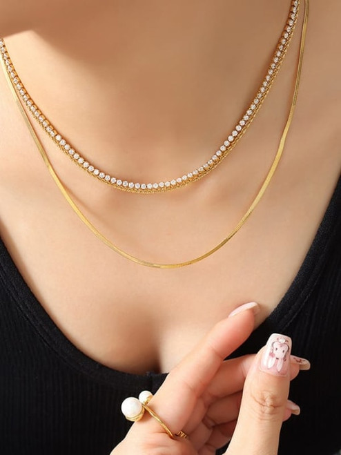 Brass Geometric Layering Necklaces