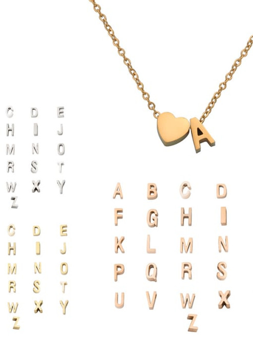 SALE! Minimalist Heart And Letter Necklace: Silver: LAST ONE Letter E!