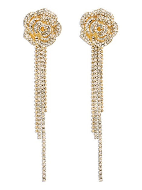 Rosette Statement Earrings: Gold Or Silver: Seen On Avantika Vandanapu For Mean Girls Press Tour & on Any Gabrielly!