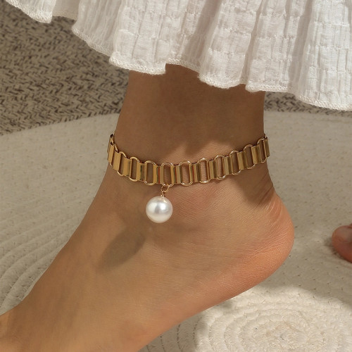 Linked Up Pearl Drop Anklet: Gold Or Silver