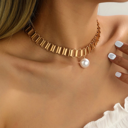 Linked Up Pearl Drop Choker Necklace: Gold Or Silver