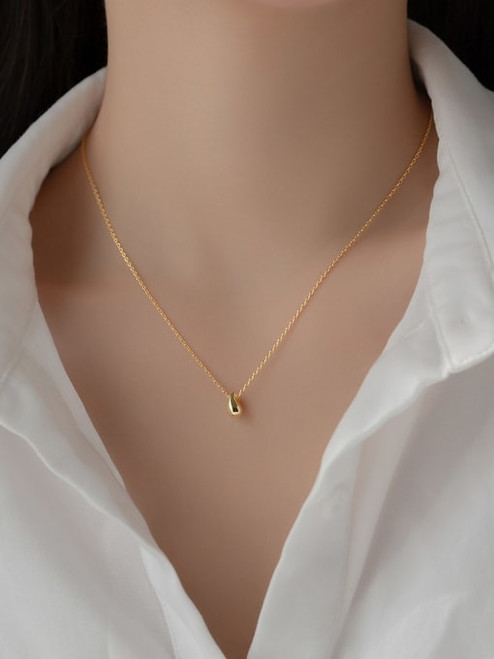 Sterling Tiny Waterdrop Necklace: Gold Or Silver - Seen On GMA!