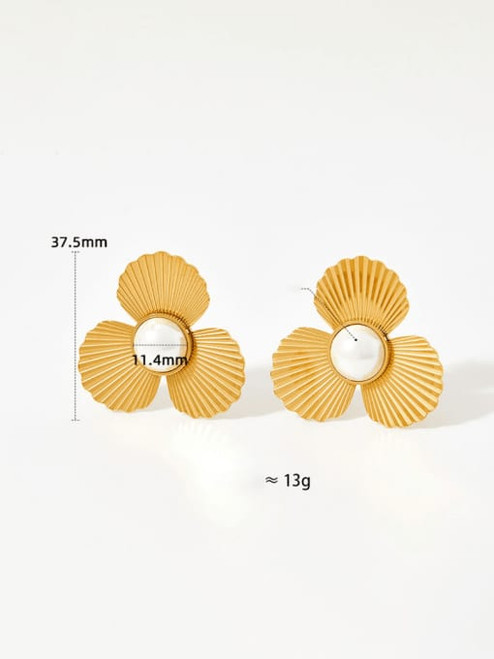 Golden Flower Statement Earrings