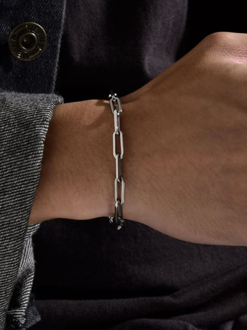 Men's Paperclip Chain Bracelet: Silver