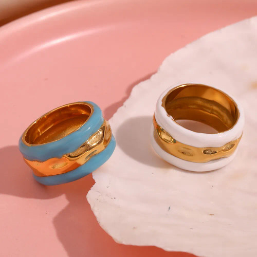 Enamel Bands Ring White: Size 6 - Seen On Lauren Maile (Lauren Amiglio)!