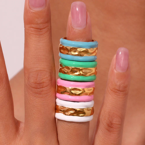 Enamel Bands Ring White: Size 7 - SeenOn Lauren Maile (Lauren Amiglio)!