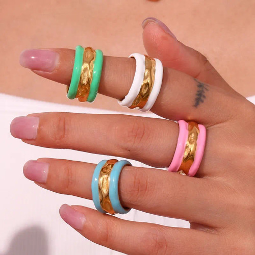 Enamel Bands Ring : Green - Seen On Lauren Maile (Lauren Amiglio)!