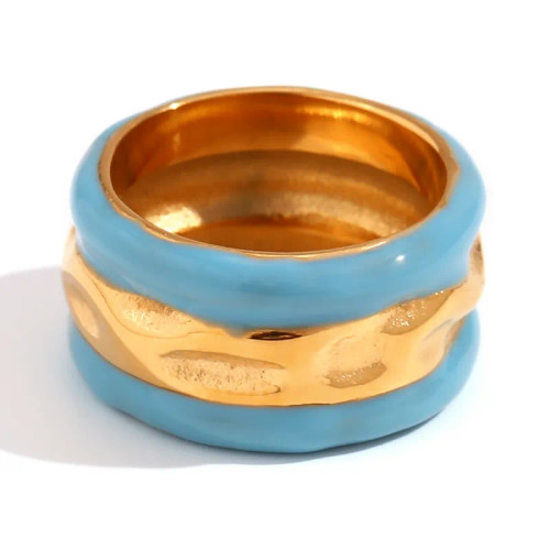 Enamel Bands Ring Blue: Size 8 - Seen on Lauren Maile (Lauren Amiglio)!