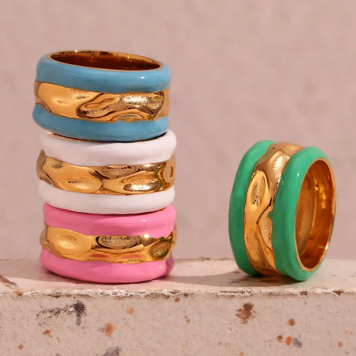 Enamel Bands Ring Blue: Size 8 - Seen on Lauren Maile (Lauren Amiglio)!