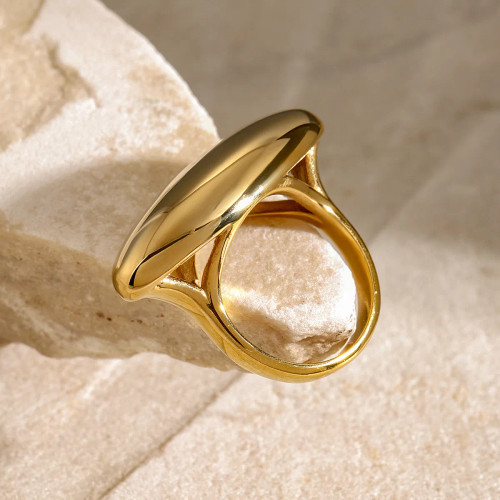 Waterproof Modern Oval Ring Size 7: Gold Or Silver