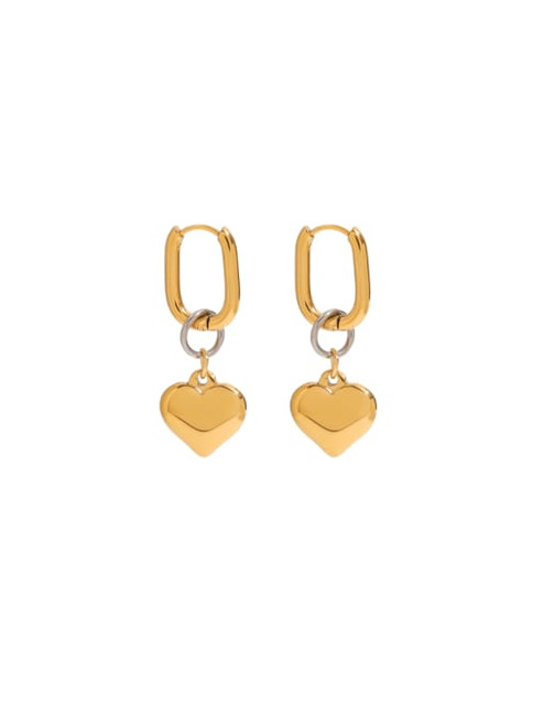 Waterproof Two Tone Heart Earrings