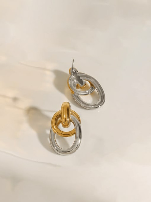 Two Tone Doorknocker Earrings