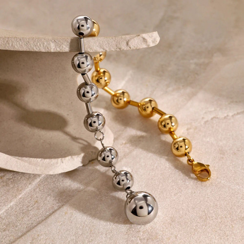 Two Tone Metal Beads Bracelet