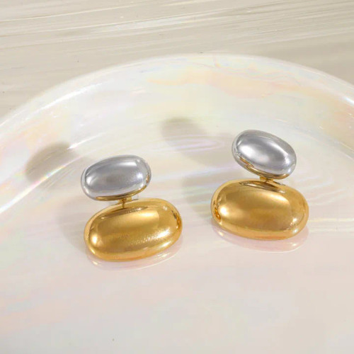Ovals Jacket Stud Earrings: Gold Or Silver