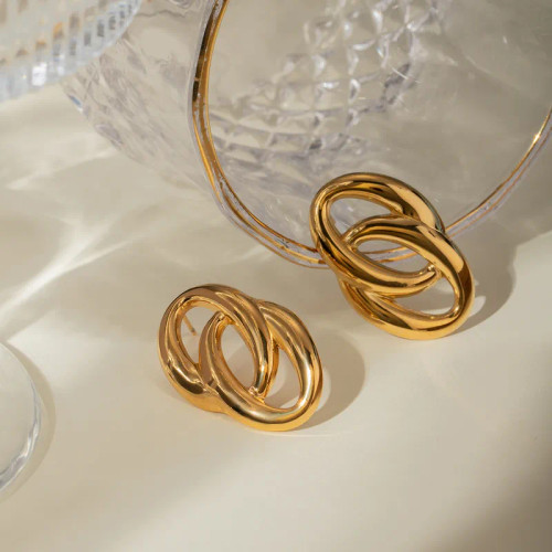 Waterproof Oval Interlinked Earrings