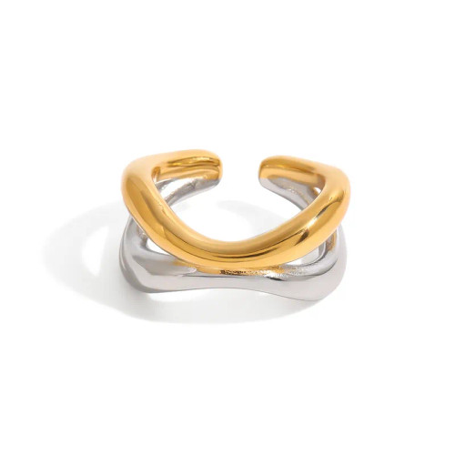Waterproof Two Tone Curves Ring