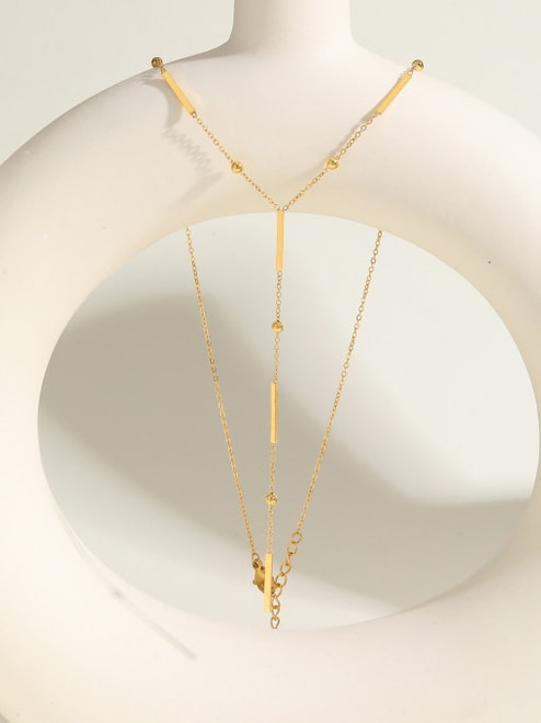 Dots And Bars Gold Lariat Y Necklace
