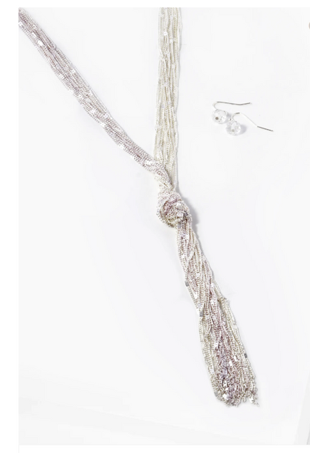 Silver Chain Knot Necklace/Earring Set: ONLY 3!