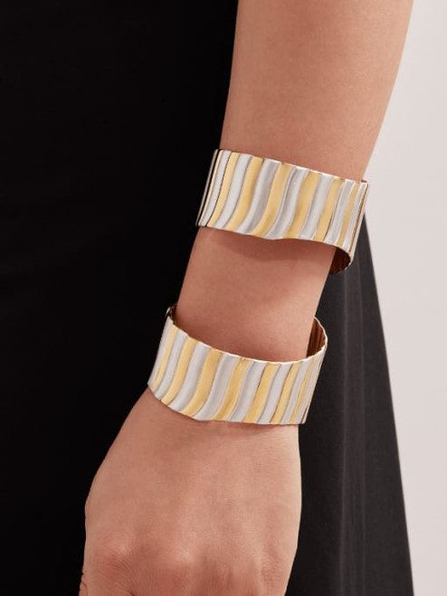 Two Tone Minimalist Cuff Bracelet