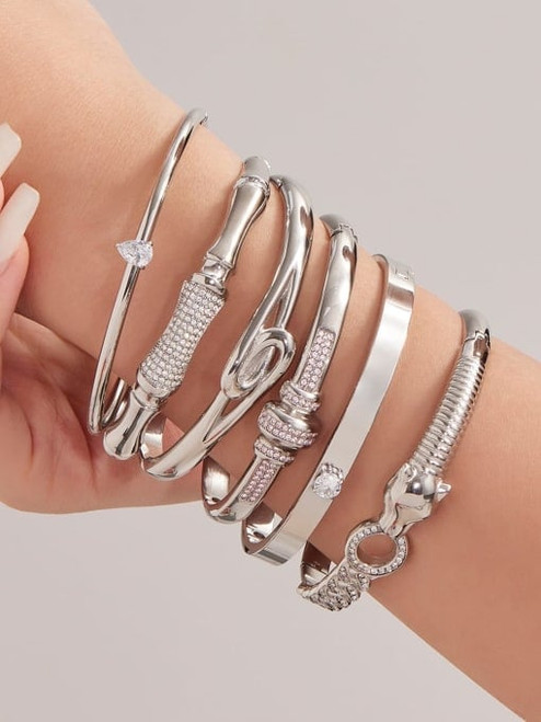 Tiger Pave Accented Bangle: Gold Or Silver