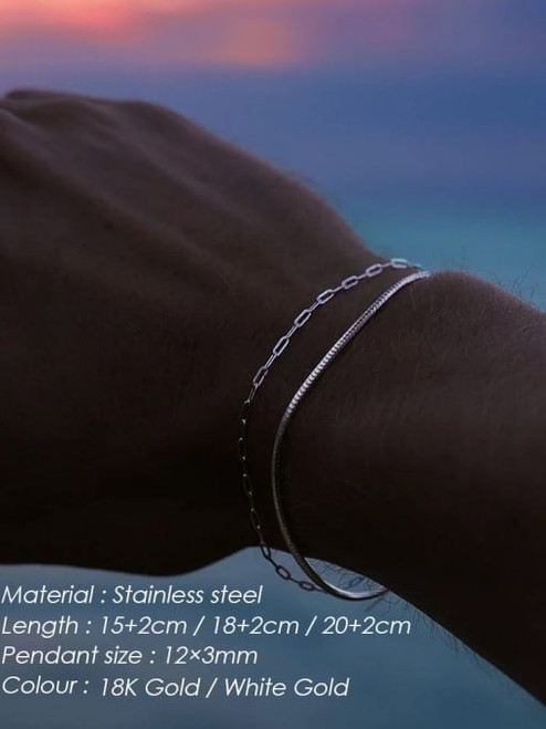 Paperclip Chain Bracelet - 7.8" long: Gold Or Silver
