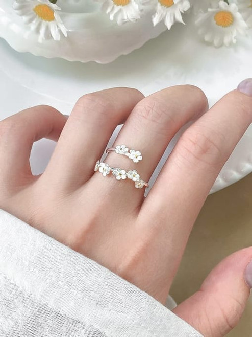 Sterling Wrapped Flowers Ring: Gold Or Silver