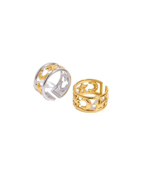 Sun And Moon Ring INlay Ring: Gold