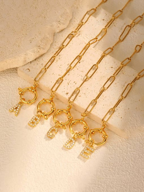 Paperclip Chain Pave Letter Necklace: LAST ONES!