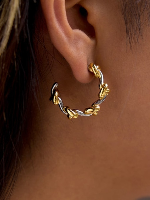 Mixed Metals Knotty Hoops
