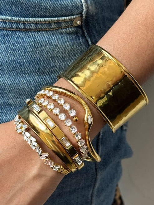 Waterproof Hammered Cuff Bracelet
