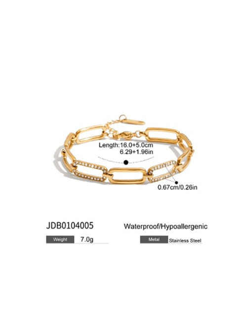 Waterproof Stoned Oval Links Bracelet