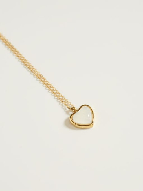 White Natural Stone Heart Necklace: LAST ONE!