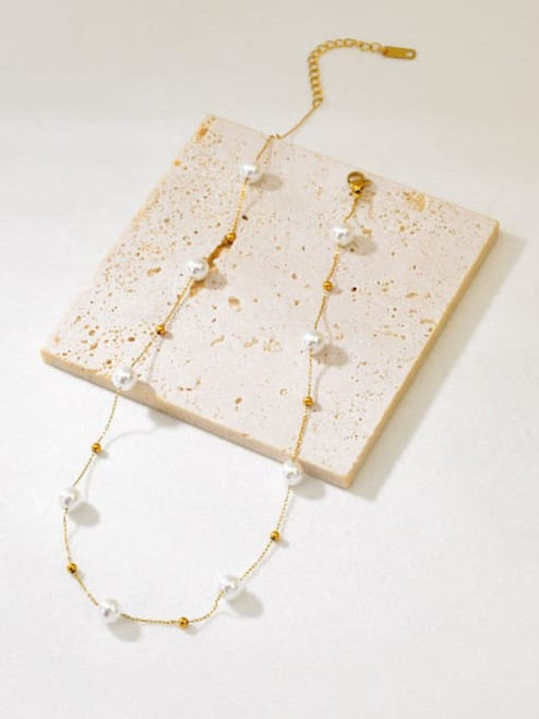 Pearls And Gold Station Necklace: LAST ONES!