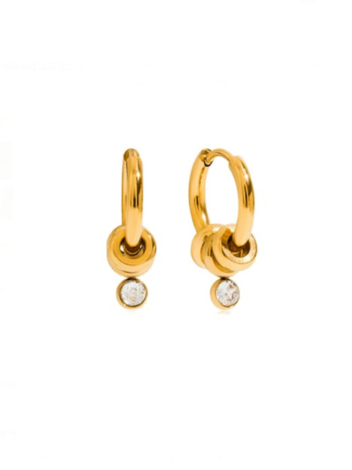 Ring And Stone Huggies Hoops